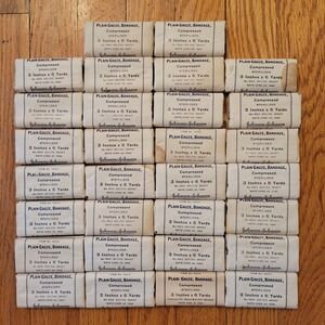 30 Vintage Johnson Plain Gauze Bandage Compressed Sterilized 1942 World War II